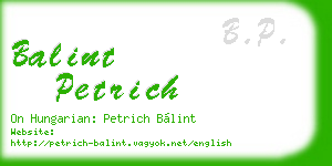 balint petrich business card